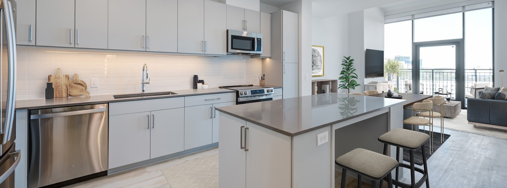 spacious kitchen with island