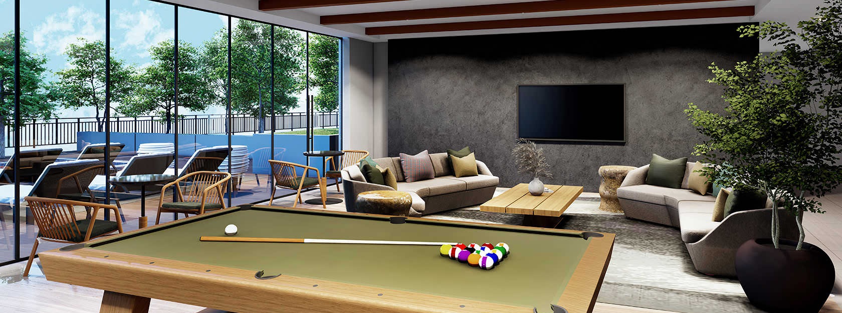billiards table in amenity lounge