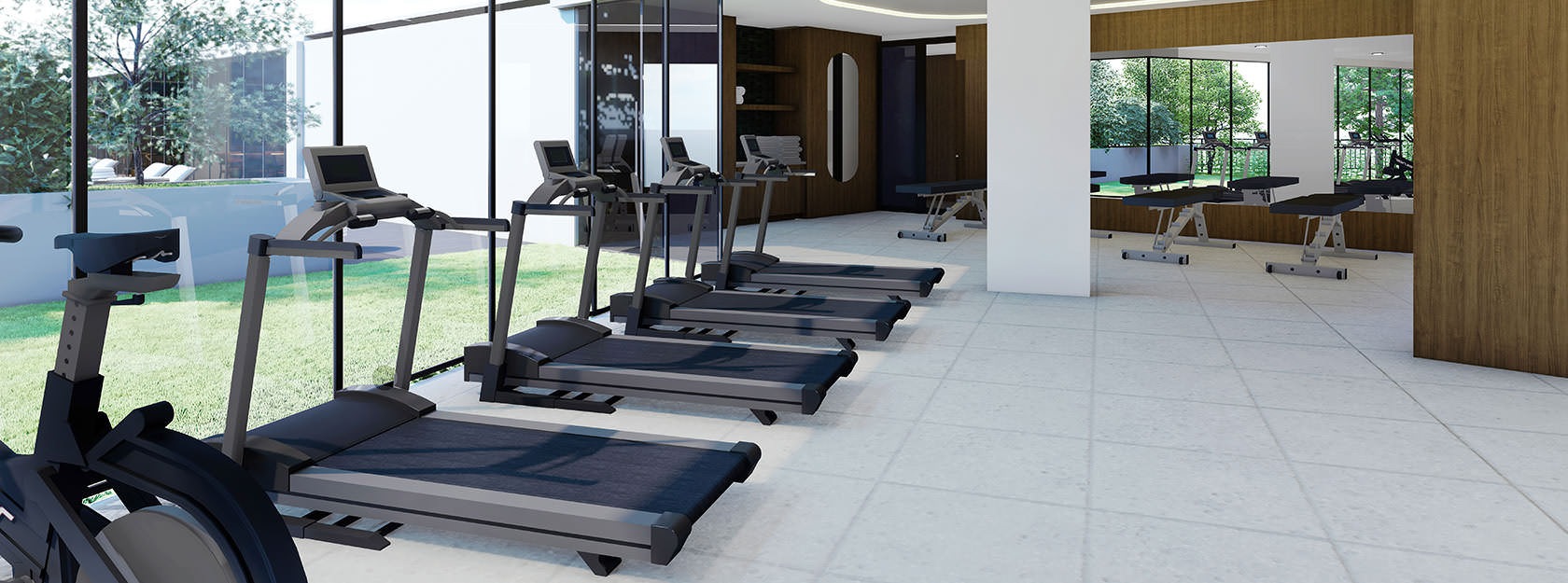 treadmills in gym