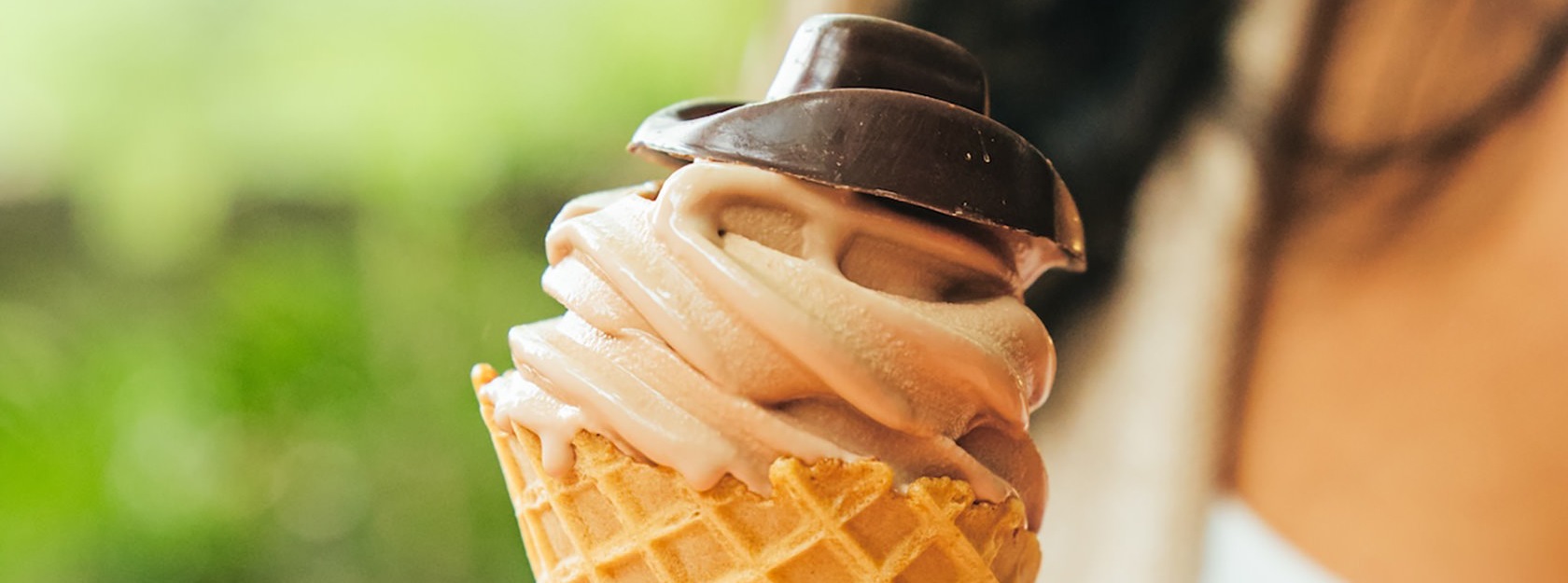 woman holding an ice cream cone